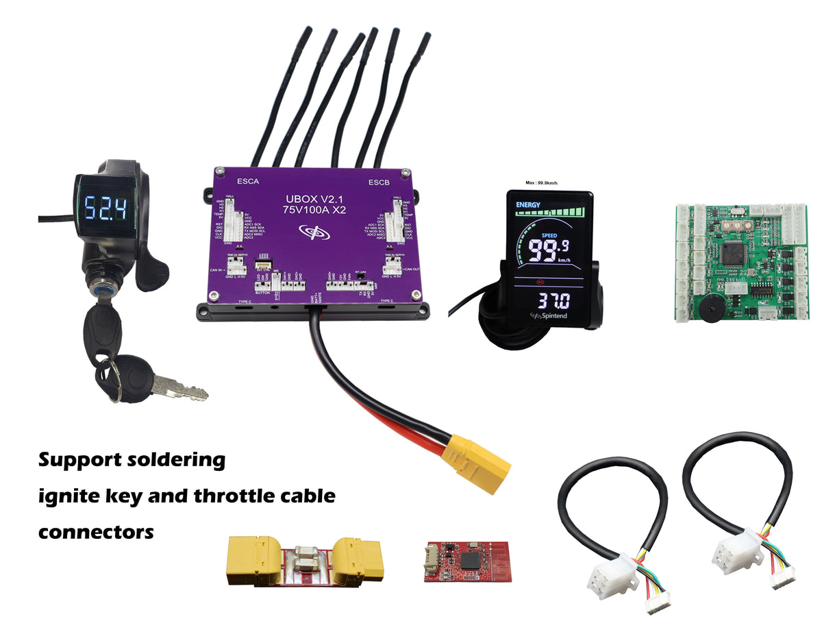 Escooter | ebike Pack1: Dual Ubox V2.1 75V 200A controller and