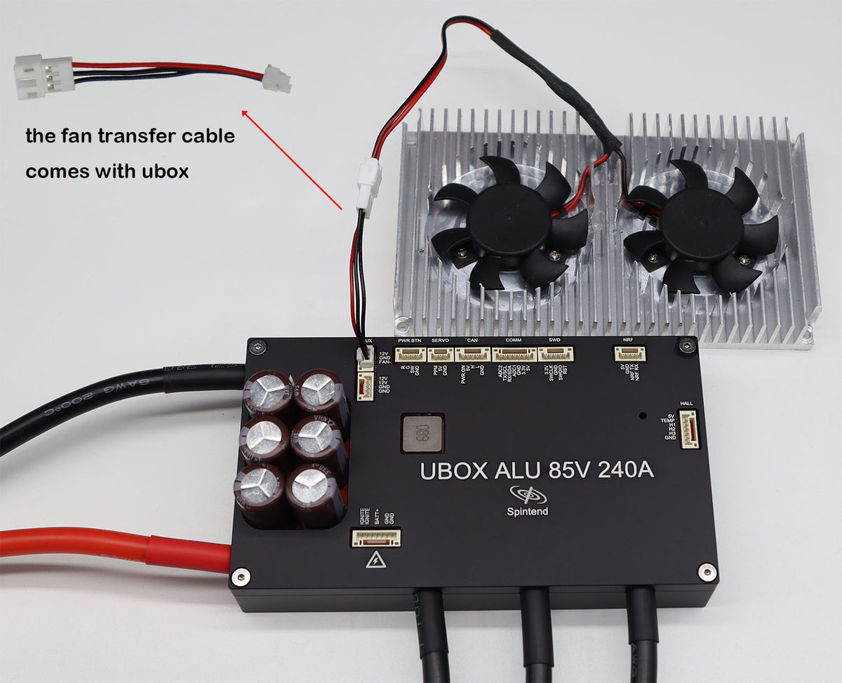 Ubox 85V240A /250A controller Heatsink with 2 cooling fans for