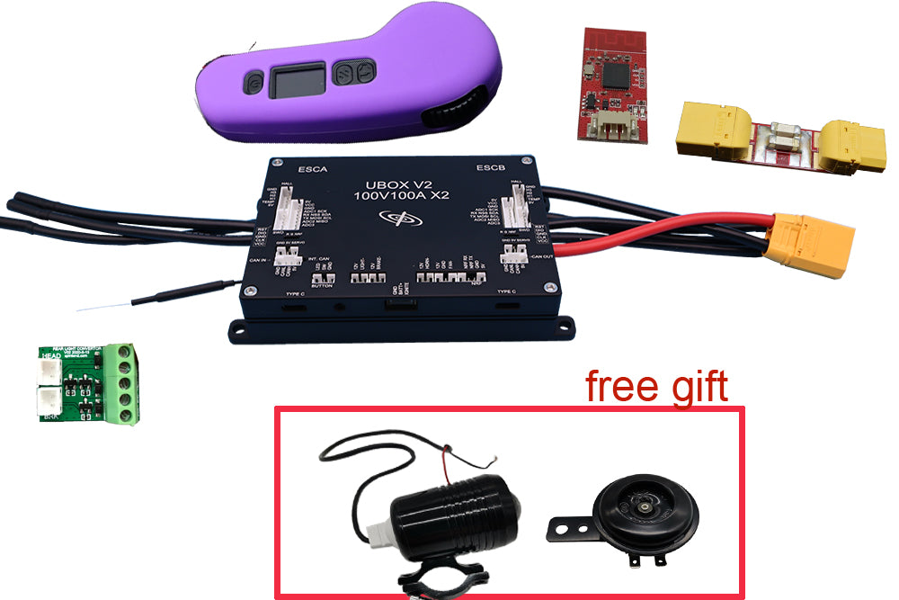 ESK8 Pack2 : Ubox V2 100V and Uni1 V2 remote and Bluetooth bundle